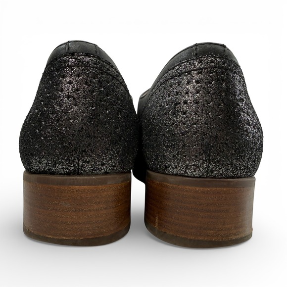 Dansko Louis Lace Up Oxford Shoes Size 40 / 9.5 Gray Leather Metallic Block Heel - Picture 6 of 10